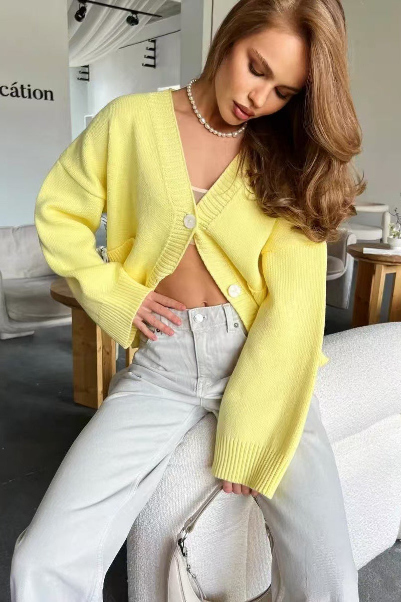 Lydia | Women's Knit Button Front V-Neck Cardigan