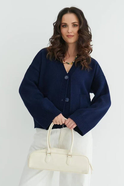 Lydia | Women's Knit Button Front V-Neck Cardigan