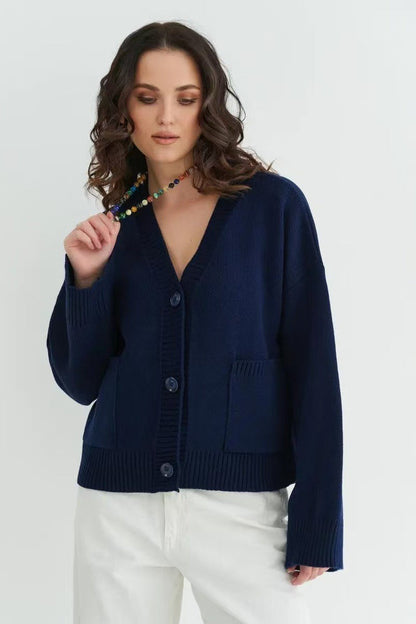 Lydia | Women's Knit Button Front V-Neck Cardigan