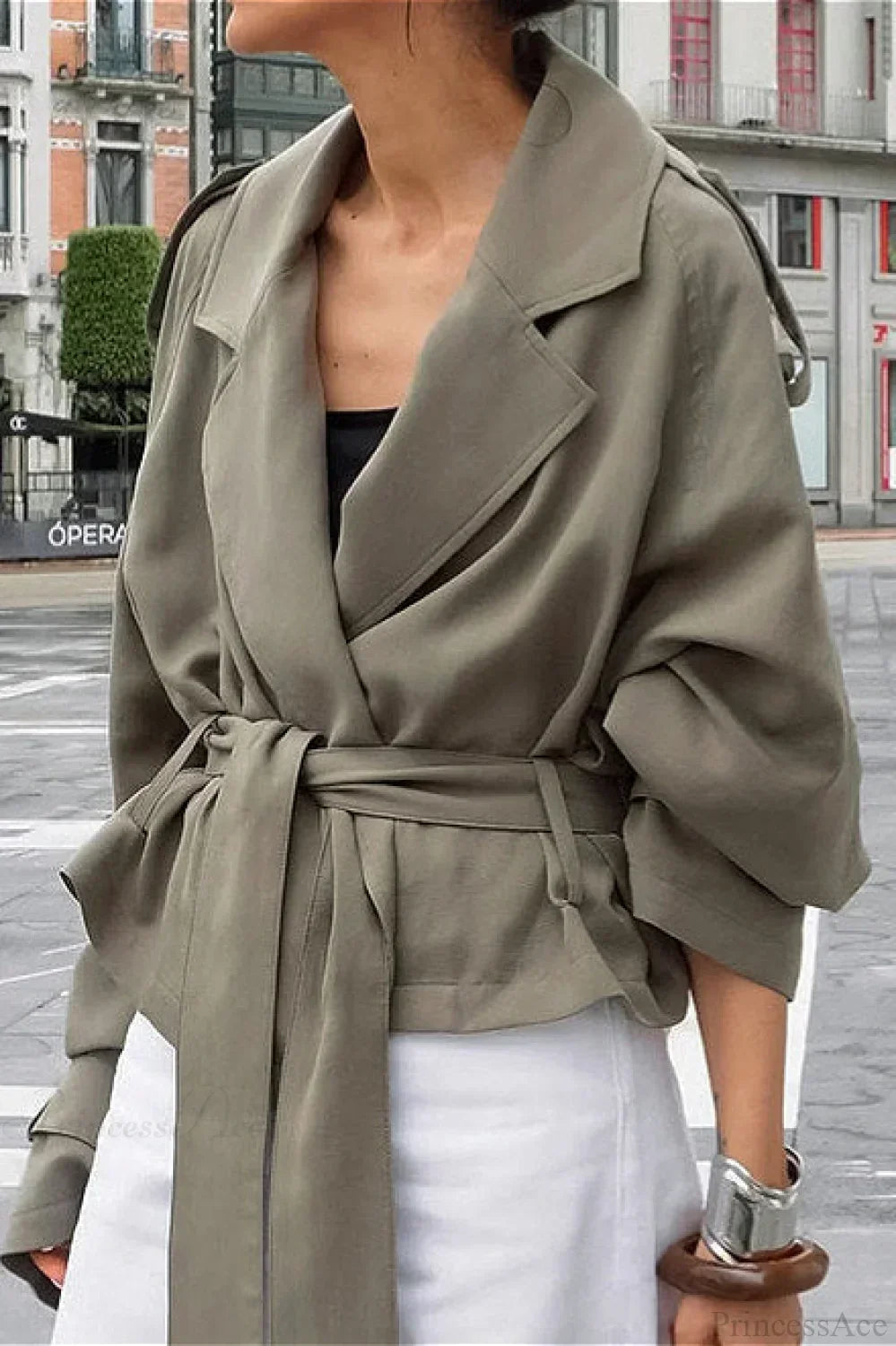 Macy | Women's Belted Open Front Wrap Jacket