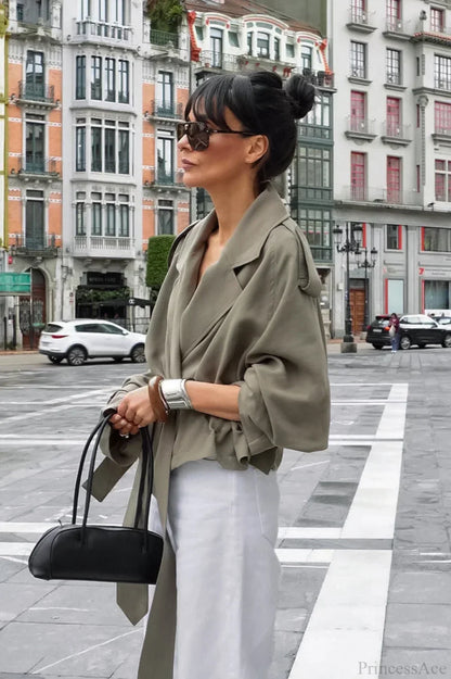 Macy | Women's Belted Open Front Wrap Jacket