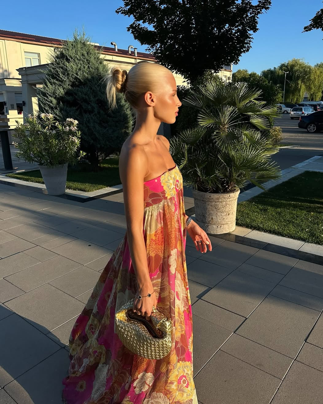 Maelynn | Women's Floral Strapless Maxi Summer Wedding Guest Dress