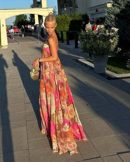 Maelynn | Women's Floral Strapless Maxi Summer Wedding Guest Dress