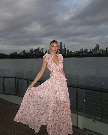 Maeve | Women's Floral Sleeveless Cut-Out Maxi Wedding Guest Dress