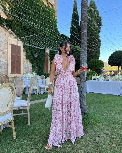 Maeve | Women's Floral Sleeveless Cut-Out Maxi Wedding Guest Dress
