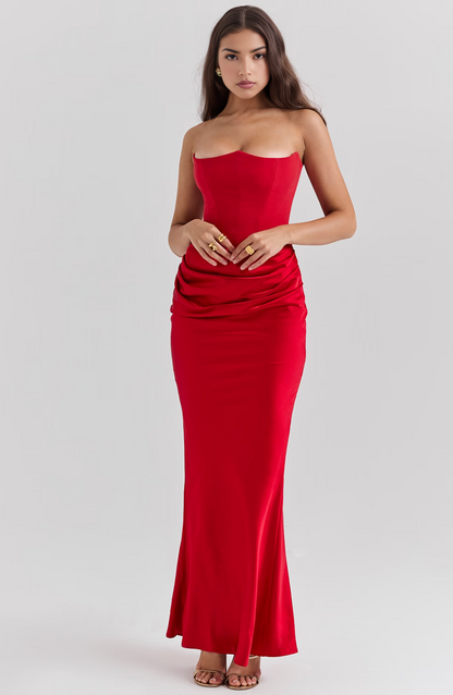 Maisy | Women's Strapless Corset Maxi Wedding Guest Dress