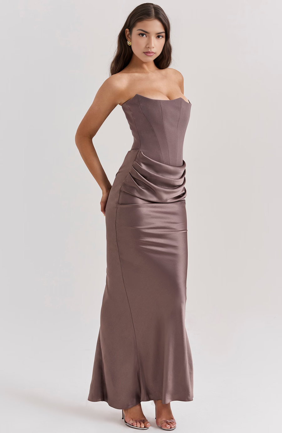 Maisy | Women's Strapless Corset Maxi Wedding Guest Dress