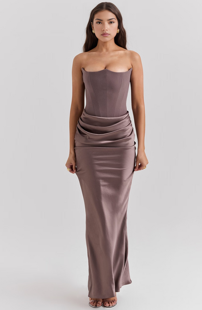 Maisy | Women's Strapless Corset Maxi Wedding Guest Dress