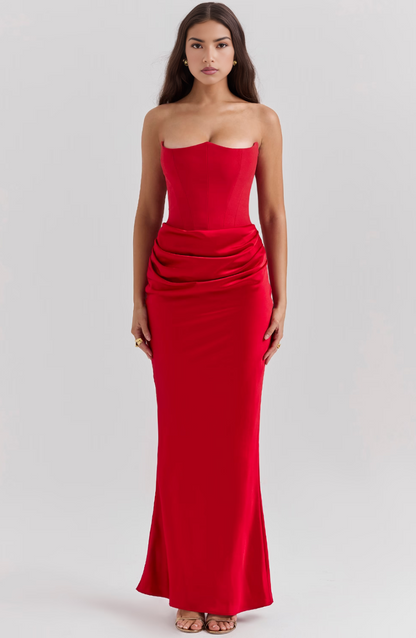 Maisy | Women's Strapless Corset Maxi Wedding Guest Dress