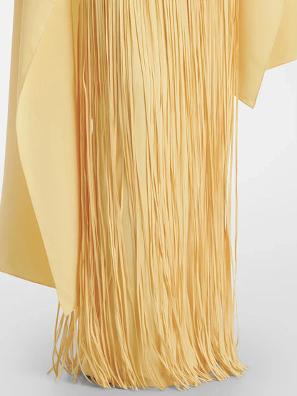 Mariah | Women’s Cape Sleeve Fringe Maxi Evening Wedding Guest Dress