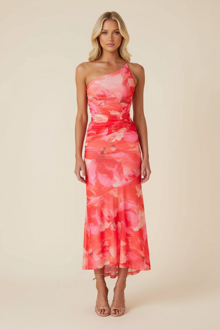 Marissa | Women's One-Shoulder Floral Maxi Wedding Guest Dress