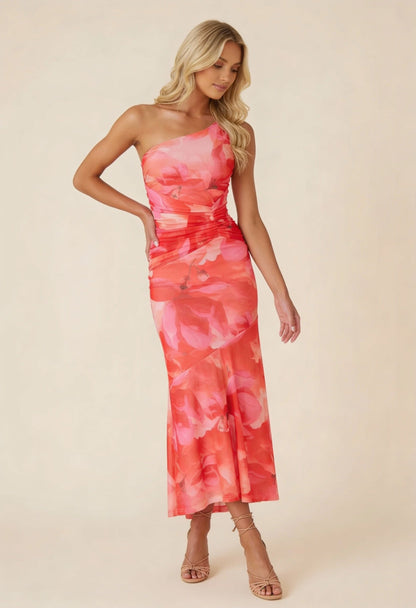 Marissa | Women's One-Shoulder Floral Maxi Wedding Guest Dress