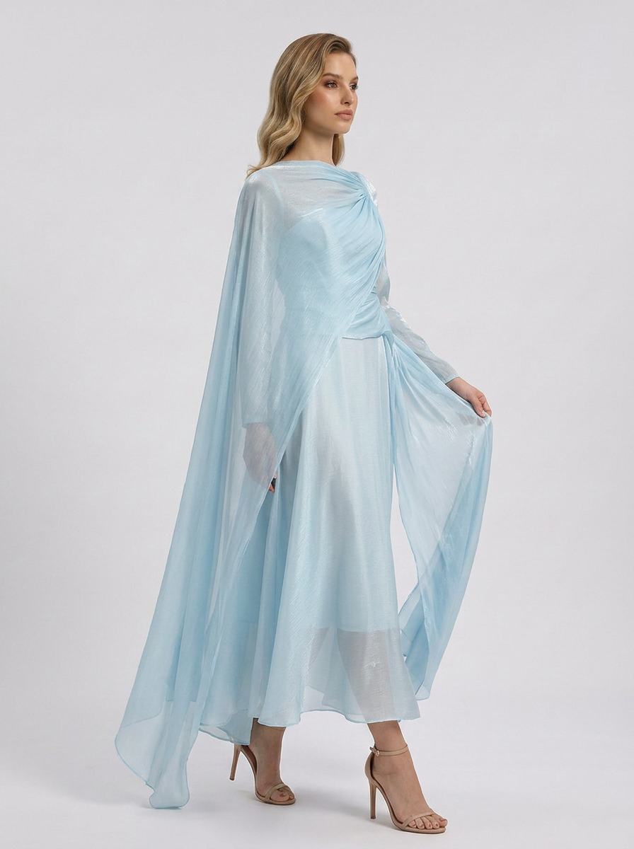 Madelyn | Women's Draped Long Sleeve Maxi Wedding Guest Dress