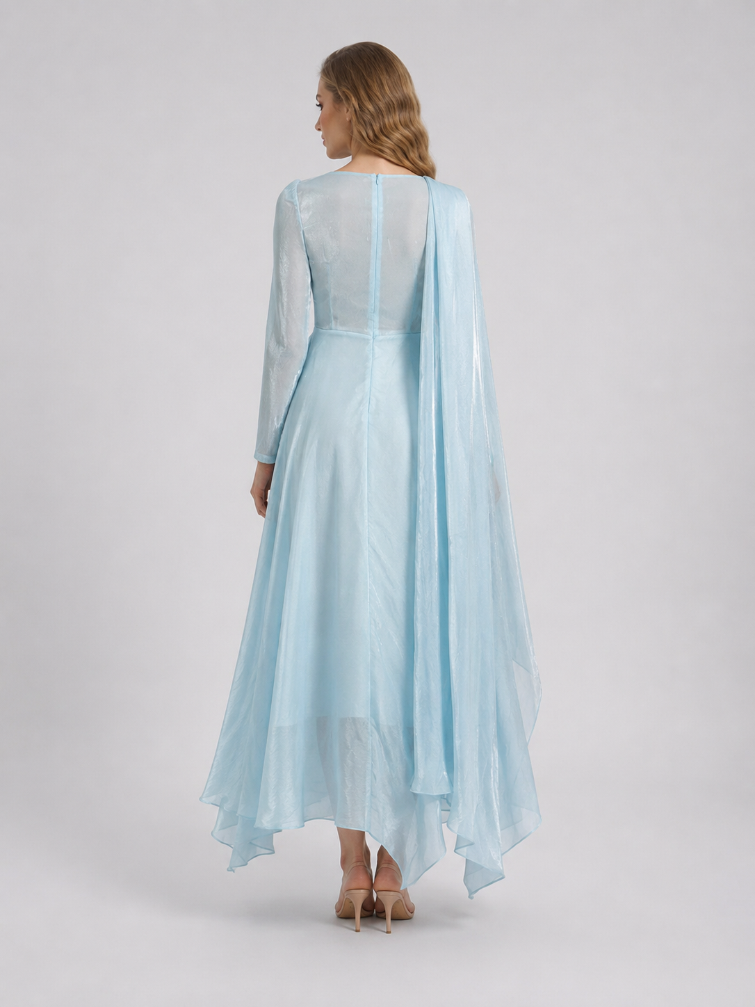 Madelyn | Women's Draped Long Sleeve Maxi Wedding Guest Dress