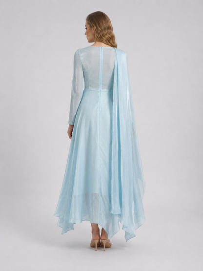 Madelyn | Women's Draped Long Sleeve Maxi Wedding Guest Dress