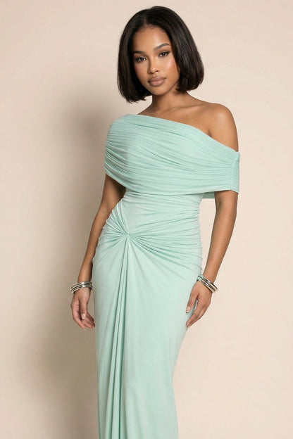Melanie | Women’s Off-Shoulder Draped Maxi Prom Wedding Guest Dress
