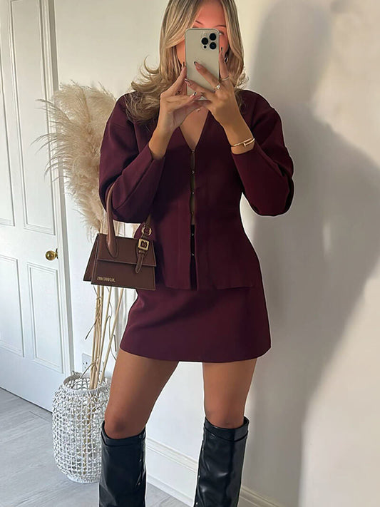 Melisa | Women's Ribbed Long Sleeve Two-piece Set
