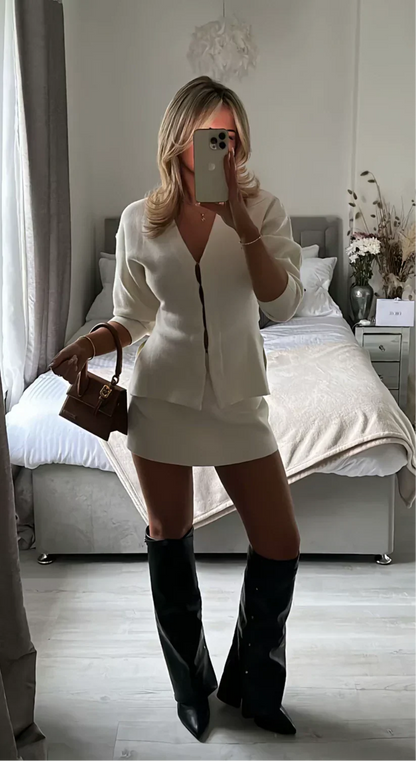 Melisa | Women's Ribbed Long Sleeve Two-piece Set