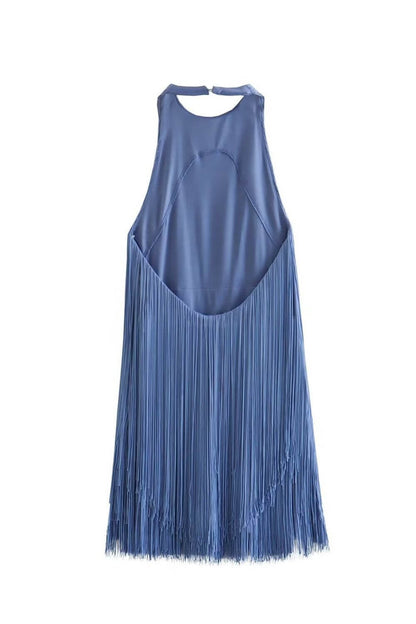 Millie | Women's Halter Neck Fringe Tiered Mini Party Dress