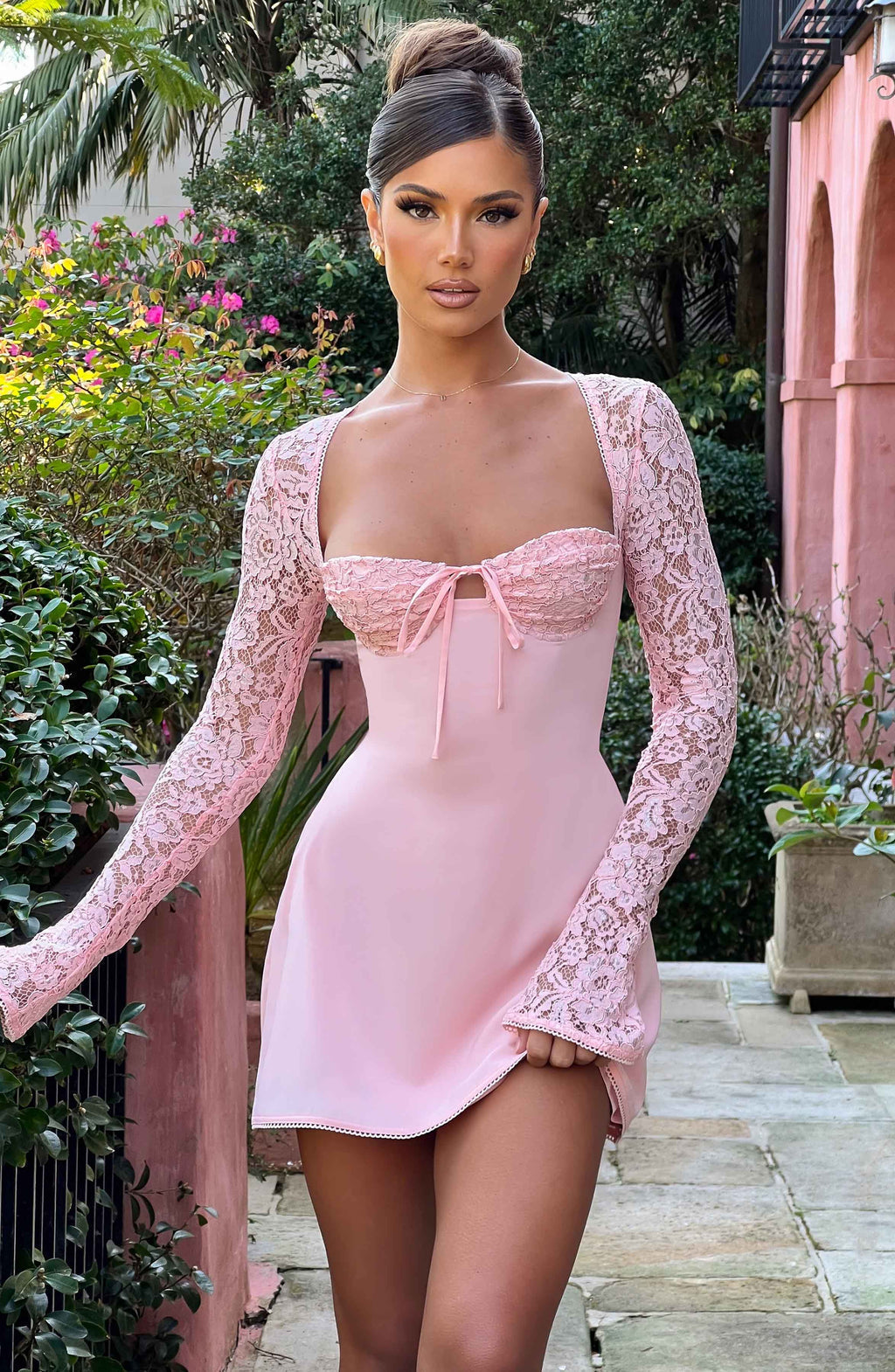 Noemi | Women's Long Lace Sleeves Mini Summer Dress