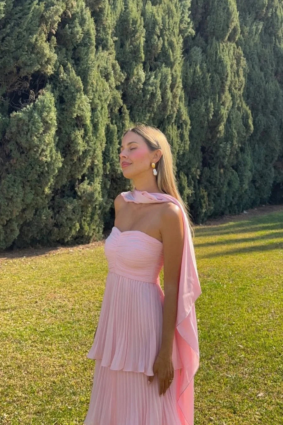 Odessa | Women's Strapless Tiered Maxi Wedding Guest Dress