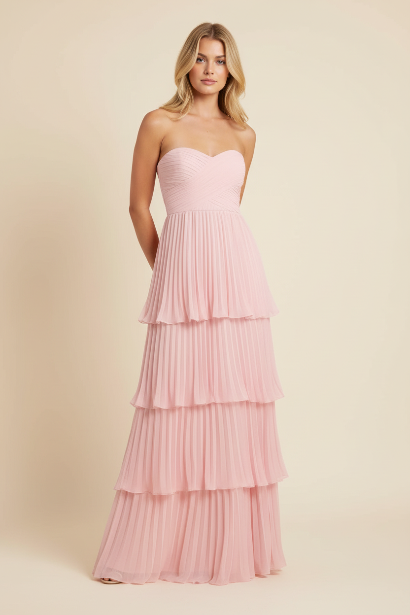 Odessa | Women's Strapless Tiered Maxi Wedding Guest Dress