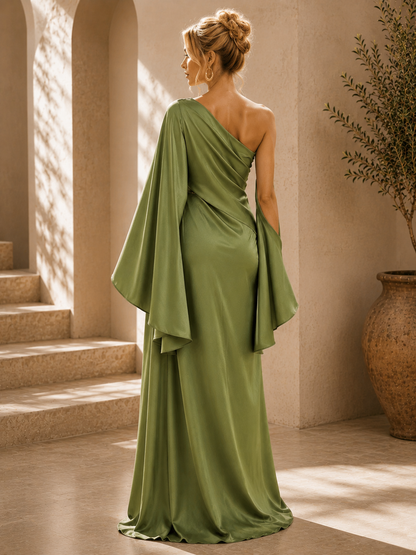 Paisley | Women’s One-Shoulder Draped Maxi Wedding Guest Dress