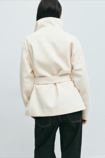 Pearl | Women's Belted High Neck Wrap Jacket Coat
