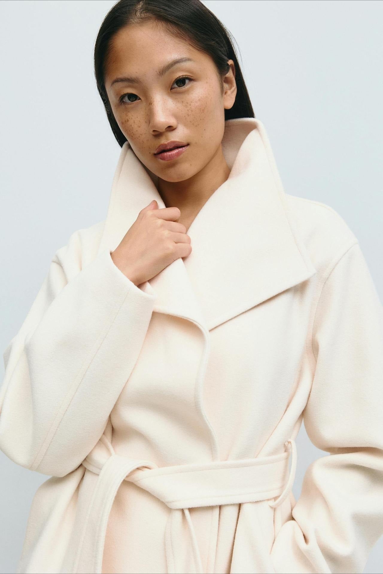 Pearl | Women's Belted High Neck Wrap Jacket Coat