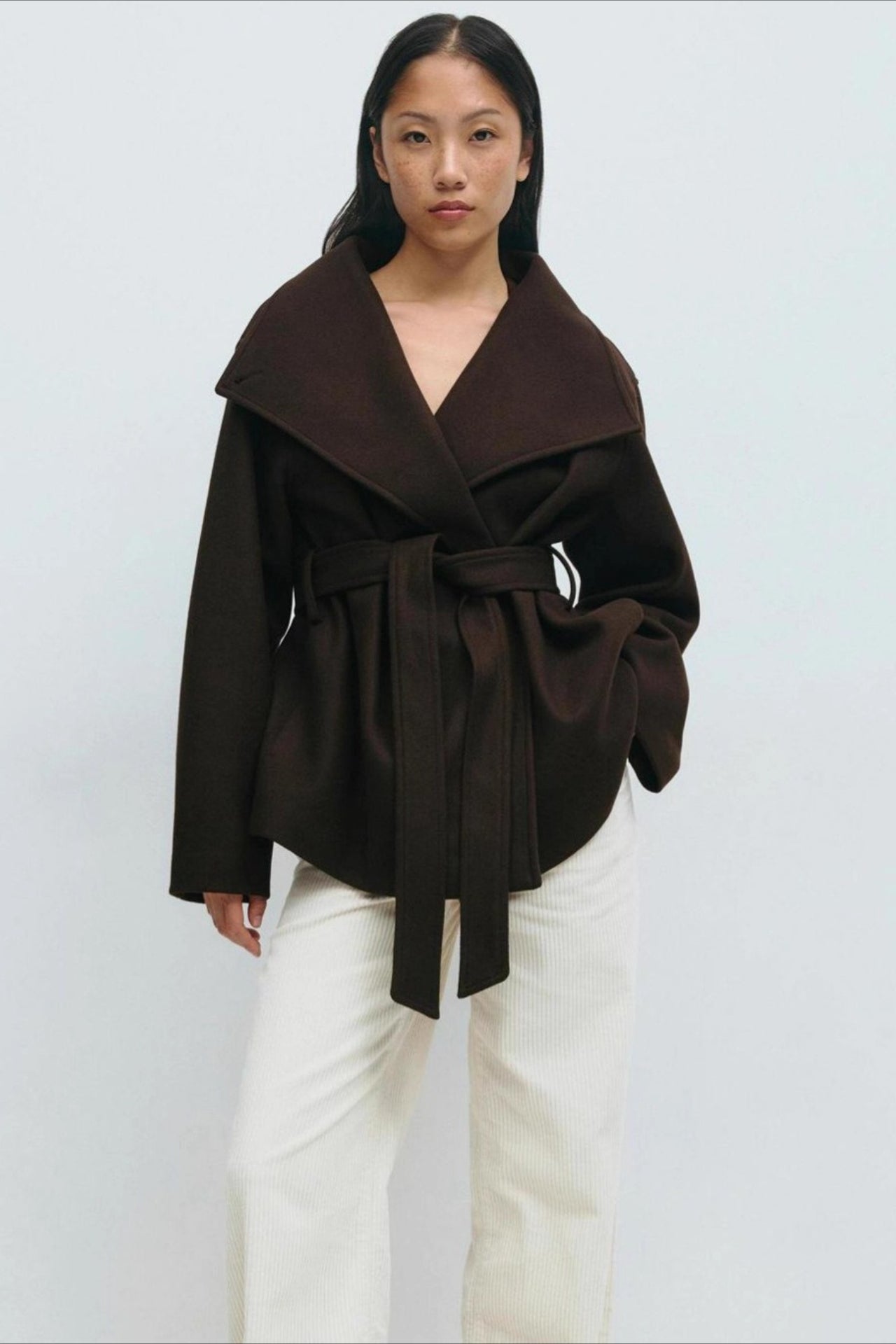 Pearl | Women's Belted High Neck Wrap Jacket Coat