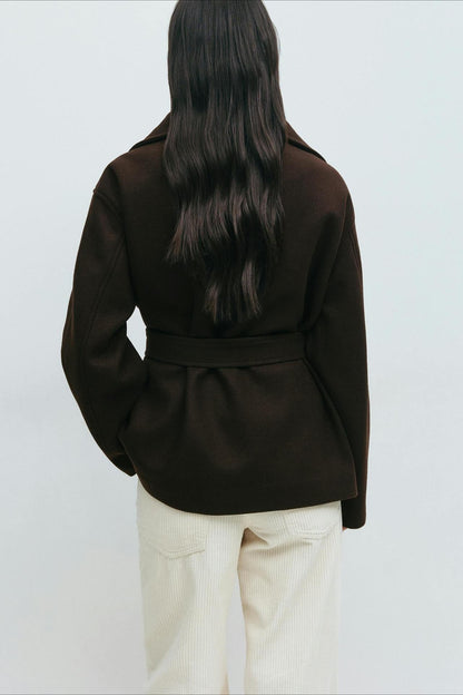 Pearl | Women's Belted High Neck Wrap Jacket Coat