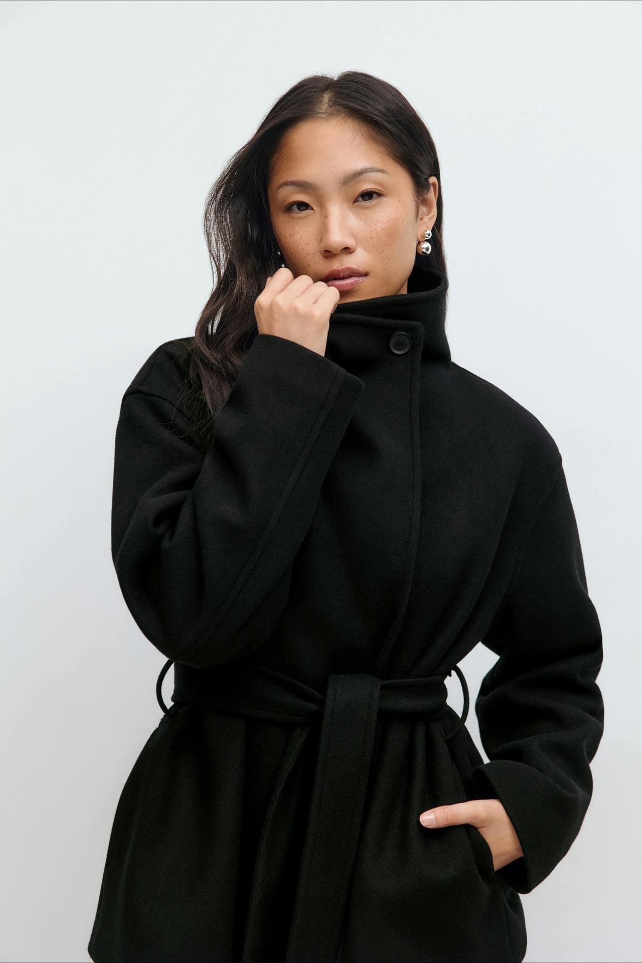 Pearl | Women's Belted High Neck Wrap Jacket Coat