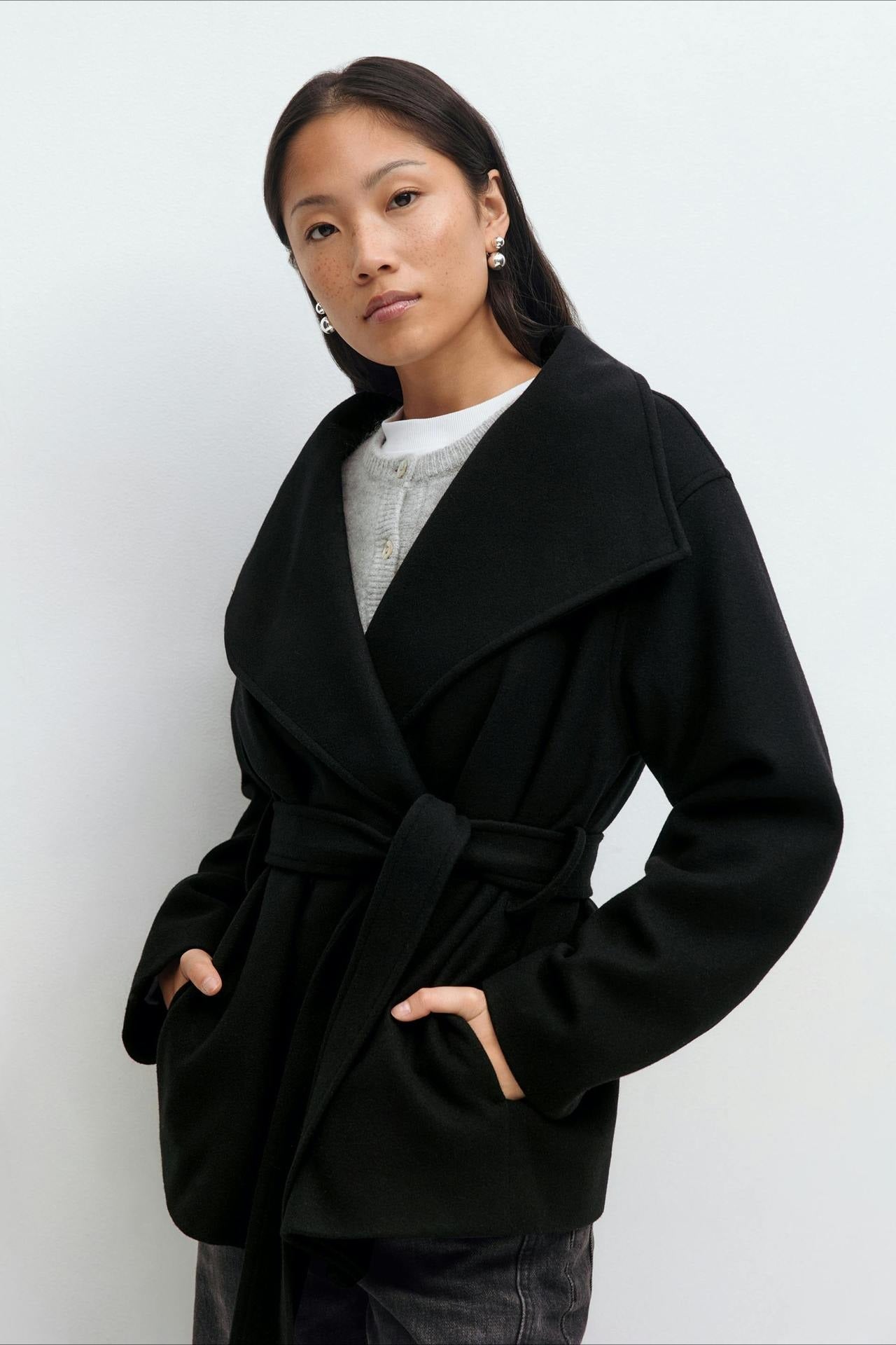 Pearl | Women's Belted High Neck Wrap Jacket Coat