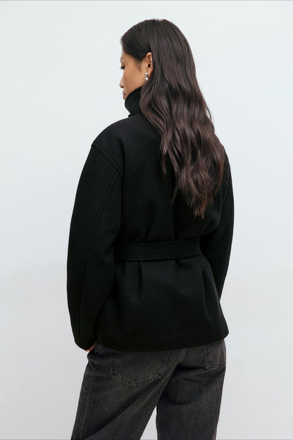 Pearl | Women's Belted High Neck Wrap Jacket Coat