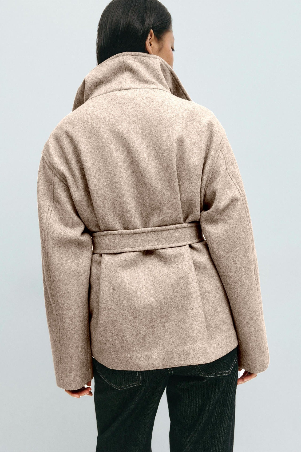 Pearl | Women's Belted High Neck Wrap Jacket Coat