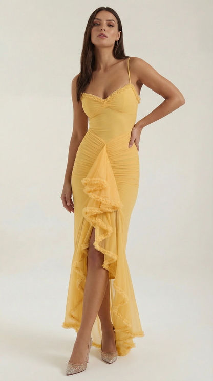 Phoebe | Women's Sleeveless Ruffle Maxi Wedding Guest Dress