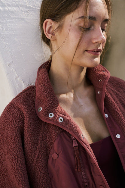 Regine | Women's Sherpa Fleece Teddy Jacket with Buttons
