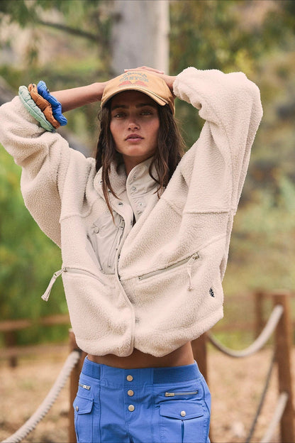 Regine | Women's Sherpa Fleece Teddy Jacket with Buttons