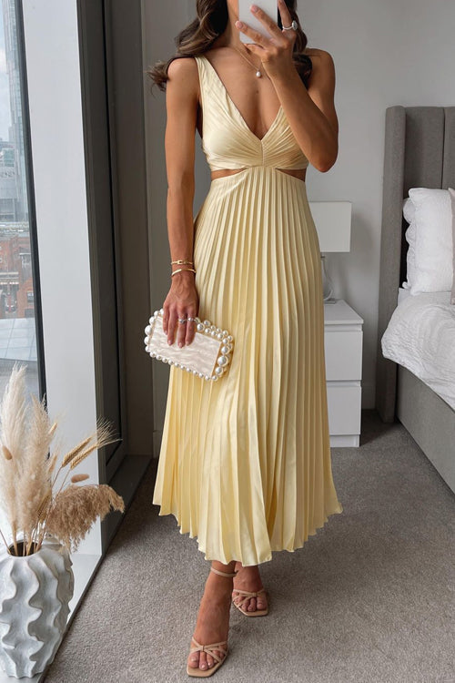 Reina | Women's Sleeveless V-Neck Cut-Out Maxi Wedding Guest Dress
