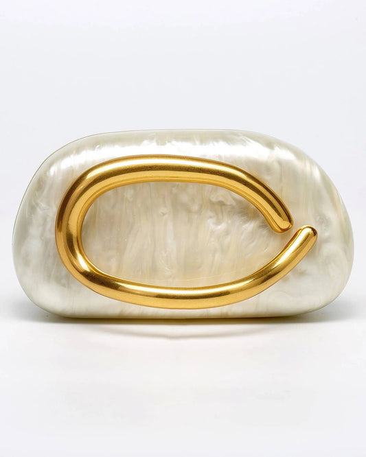 Rosa | Women’s Marbled Acrylic Clutch Bag with Chain Strap