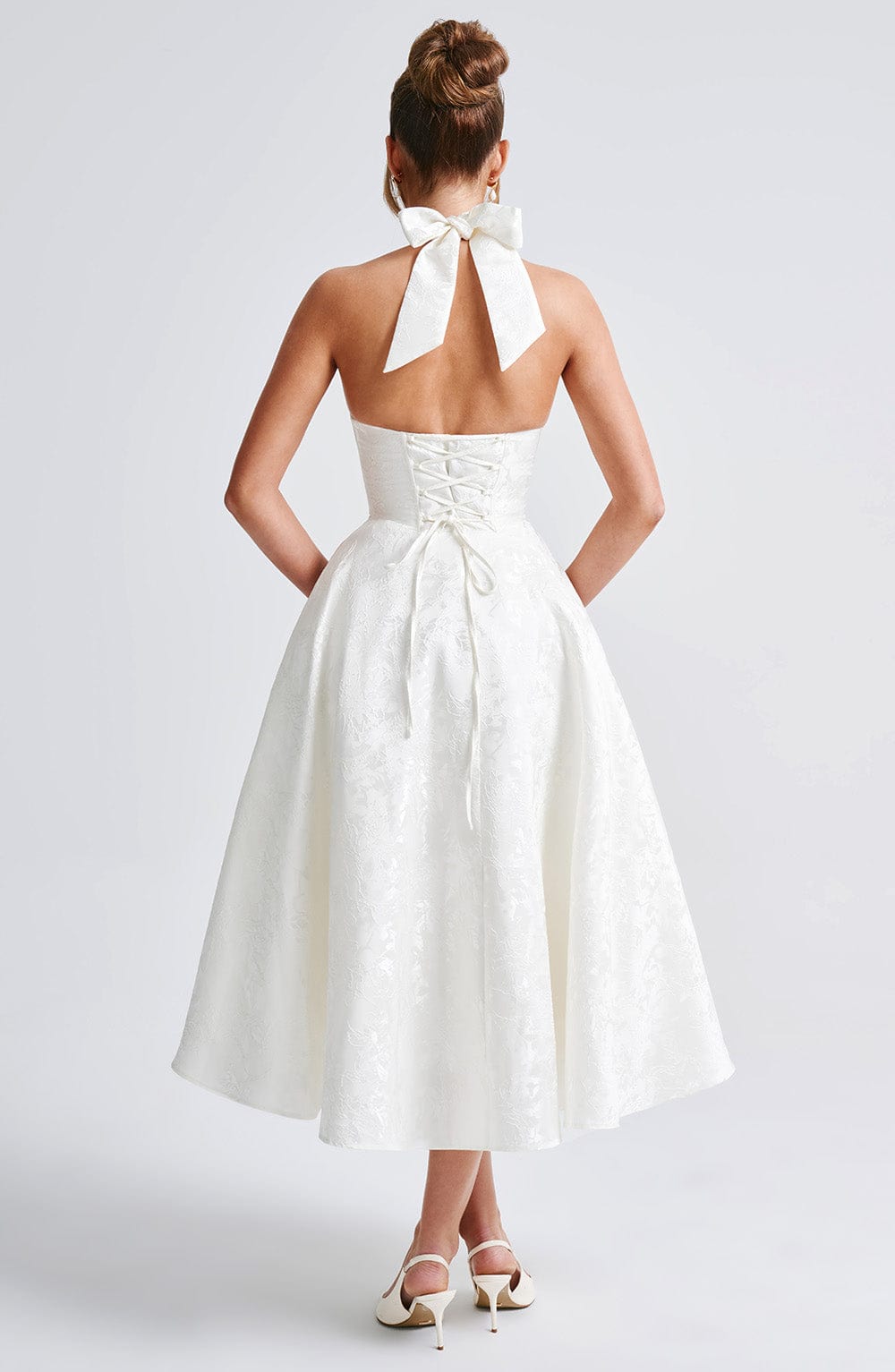 Rosalie | Women's Halter-Neck Midi Wedding Guest Dress