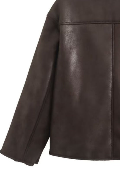 Rosemary | Women's Faux Leather Shearling Aviator Jacket