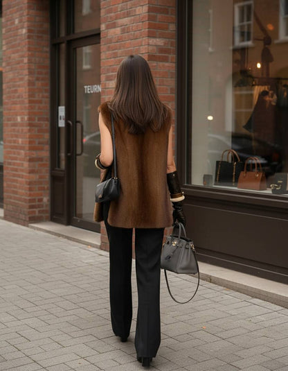 Ruth | Women's Sleeveless Faux Fur High Neck Coat
