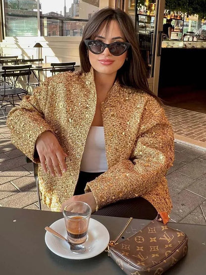 Scarlett | Women's Gold Sequin Jacket