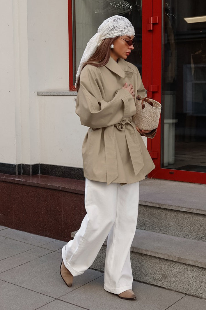 Sonia | Women's Belted Point Collar Wrap Trench Coat Jacket