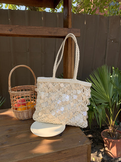 Suze | Women’s Sequin Woven Tote Shoulder Vacation Beach Bag