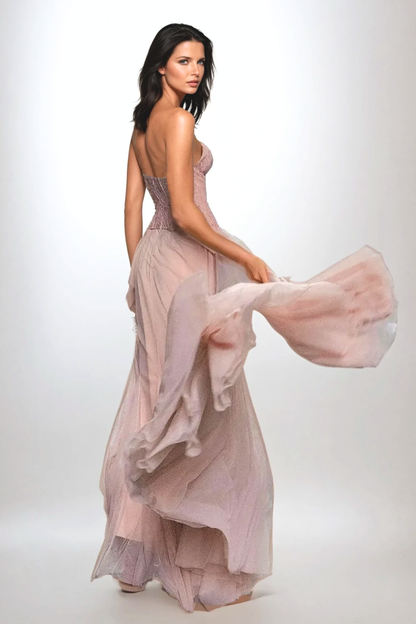 Tabitha | Women's Lace Corset Tulle Maxi Prom Dress