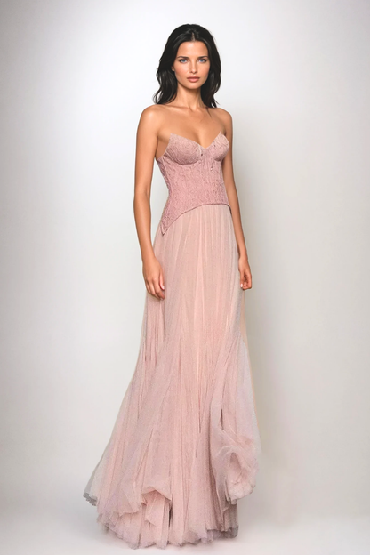 Tabitha | Women's Lace Corset Tulle Maxi Prom Dress