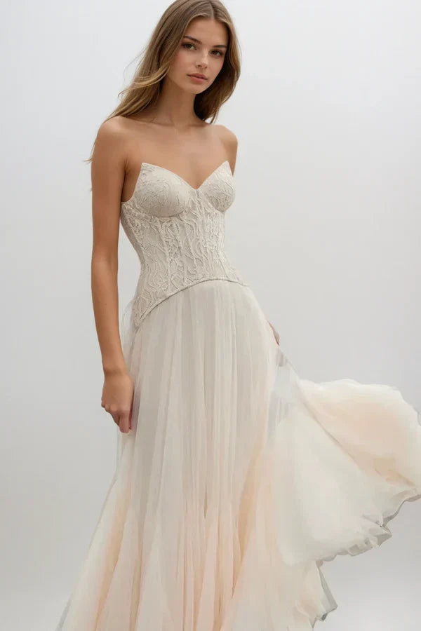 Tabitha | Women's Lace Corset Tulle Maxi Prom Dress
