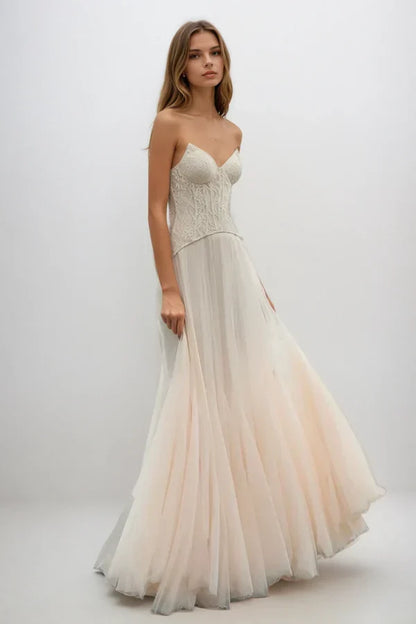 Tabitha | Women's Lace Corset Tulle Maxi Prom Dress